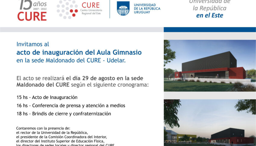 Inauguración del Aula Gimnasio en el CURE Maldonado se realizará el 29 de agosto