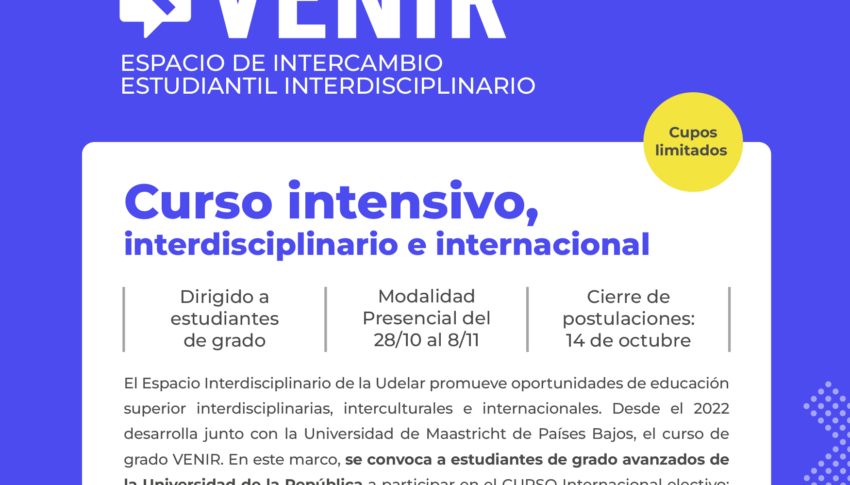 Recordamos está abierto el programa VENIR 2024 – Espacio de intercambio estudiantil interdisciplinario. “Abordaje interdisciplinario de los factores determinantes del consumo de frutas y verduras en la población Uruguaya”